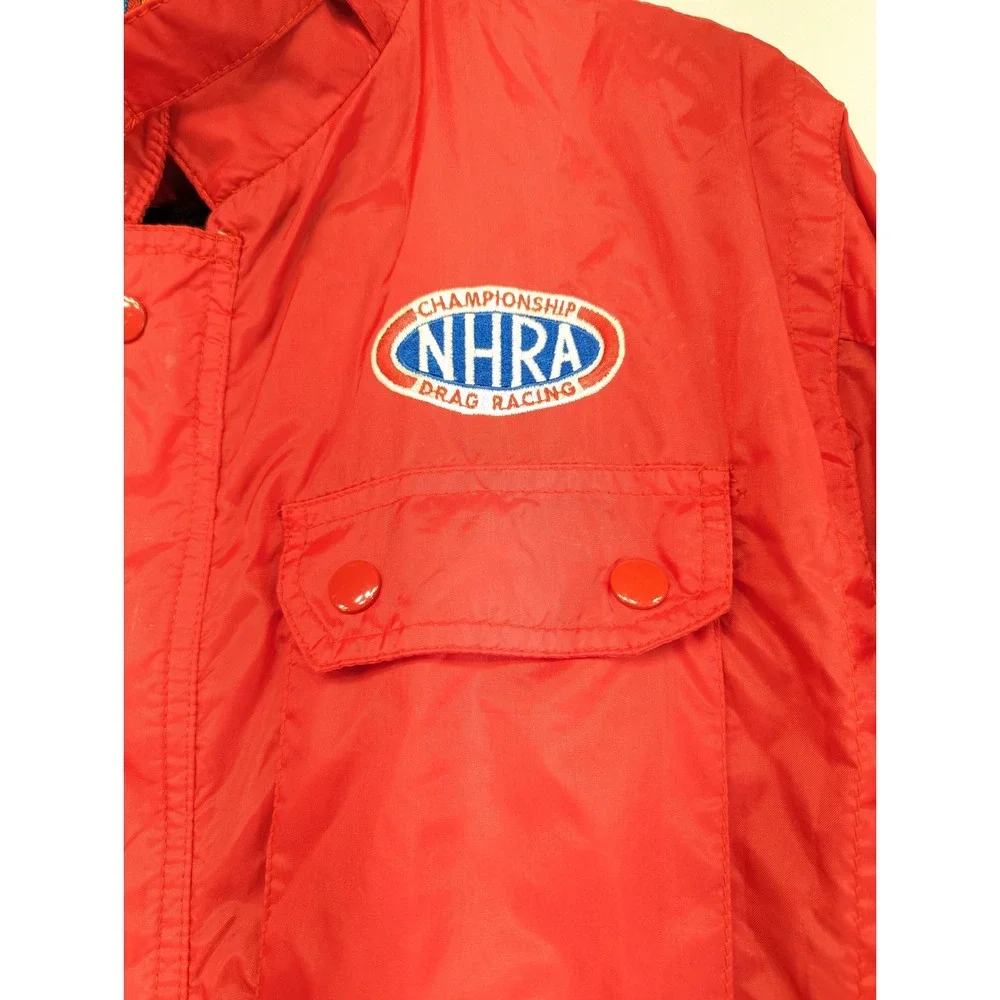Vintage NHRA Drag Racing Bomber Jacket Red Nylon Windbreaker Mens Medium J10